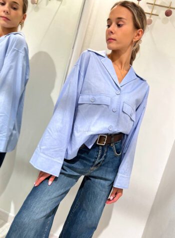 Shop Online Camicia azzurra con maxi tasche Souvenir