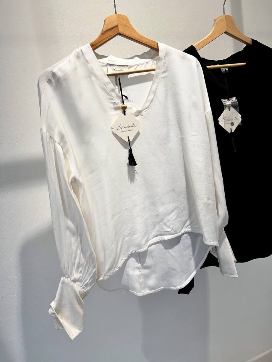 Shop Online Blusa panna scollo a V in viscosa Souvenir