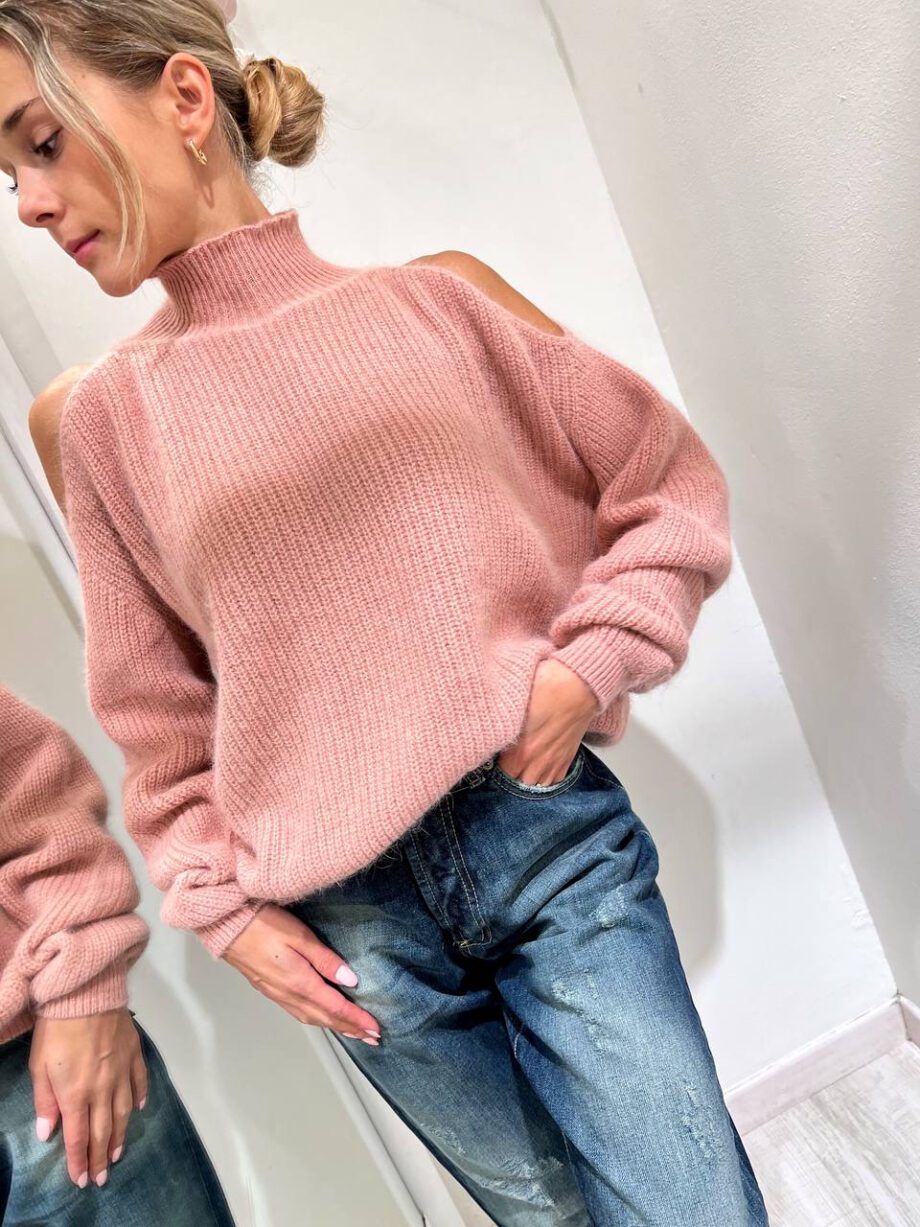 Shop Online Maglione rosa cut out in angora Souvenir