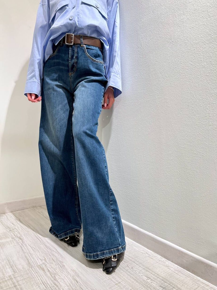 Shop Online Jeans scuro palazzo con cintura Souvenir