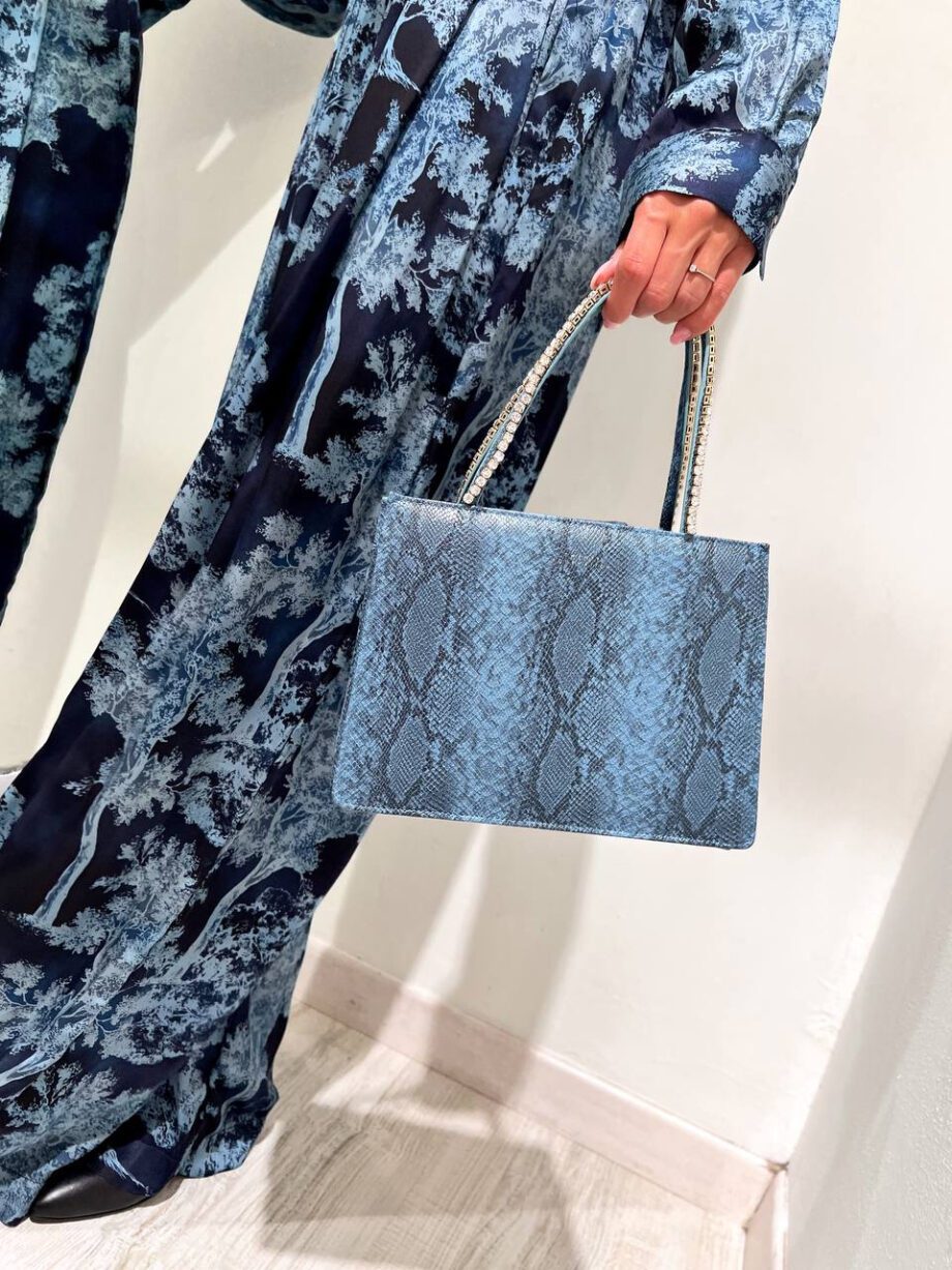 Shop Online Borsa Larimar mini croco blu con strass Twentyfourhaitch