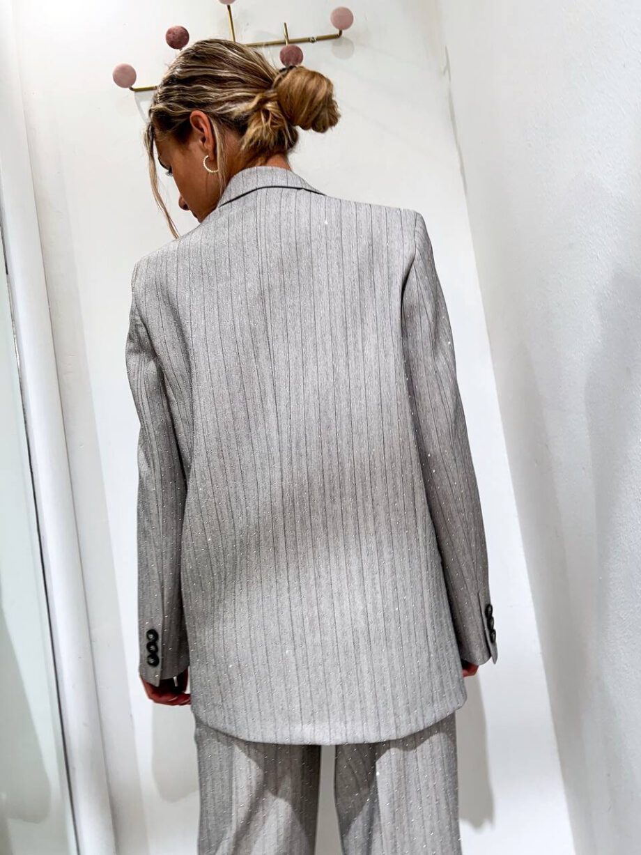 Shop Online Blazer doppiopetto grigio chiaro gessato con strass Vicolo