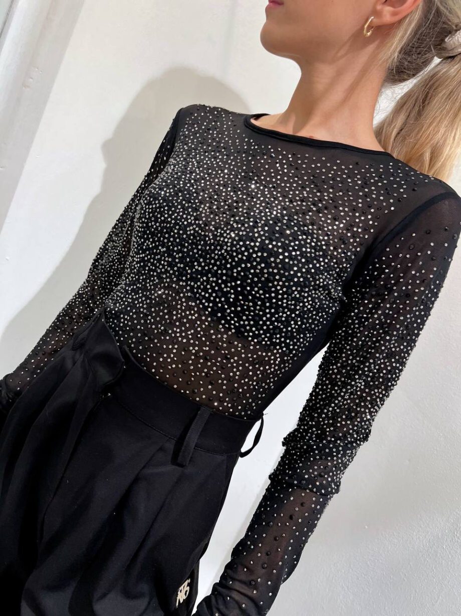 Shop Online Body in tulle trasparente con strass Revise