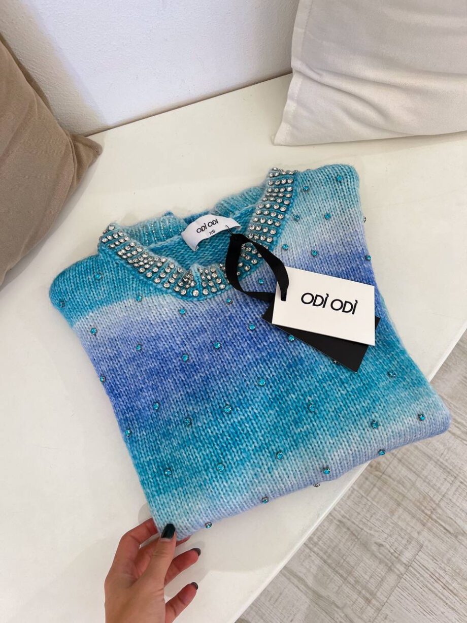 Shop Online Maglione Latera tie dye azzurro Odì Odì