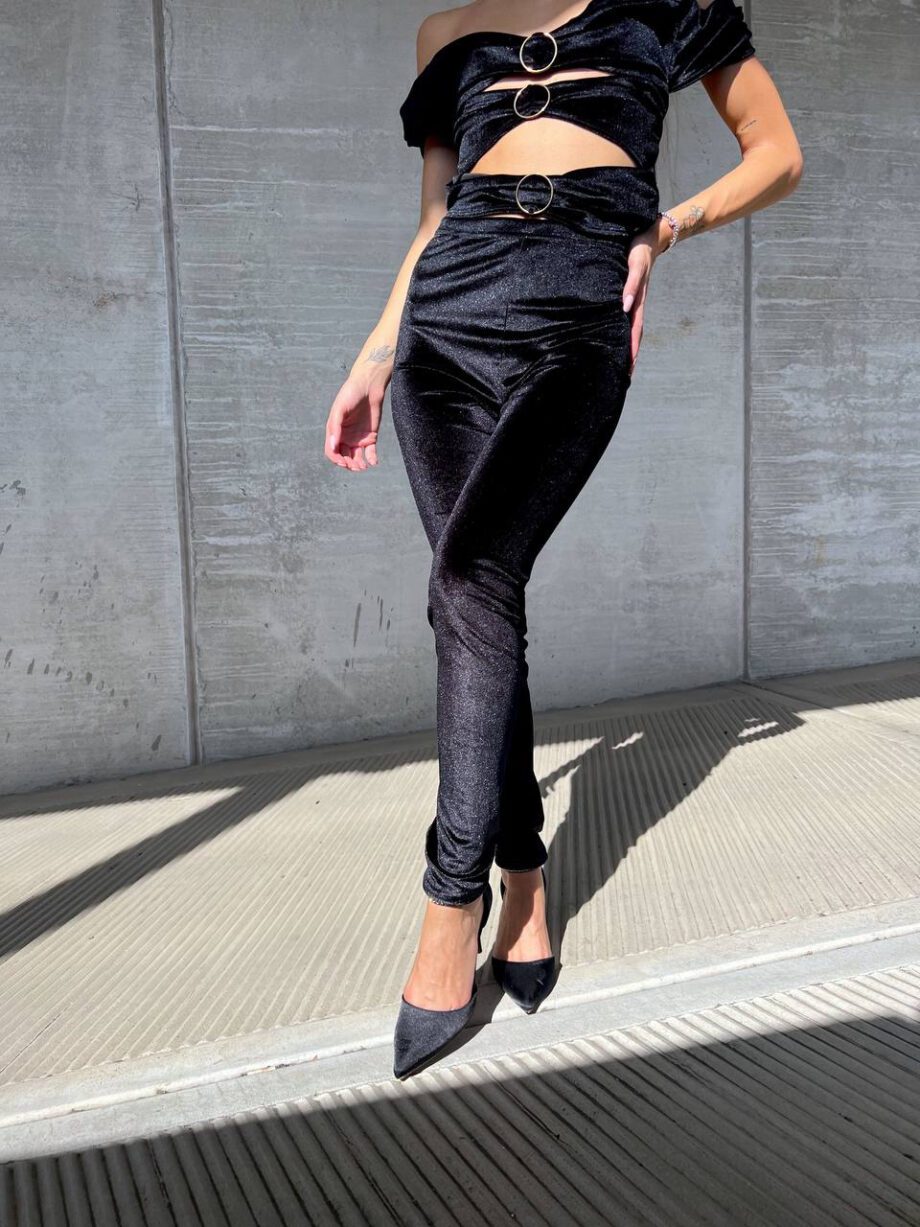 Shop Online Pantalone Arielli leggings nero in velluto Odì Odì
