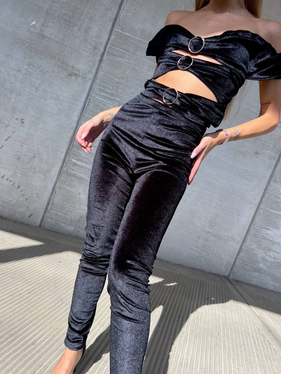 Shop Online Pantalone Arielli leggings nero in velluto Odì Odì