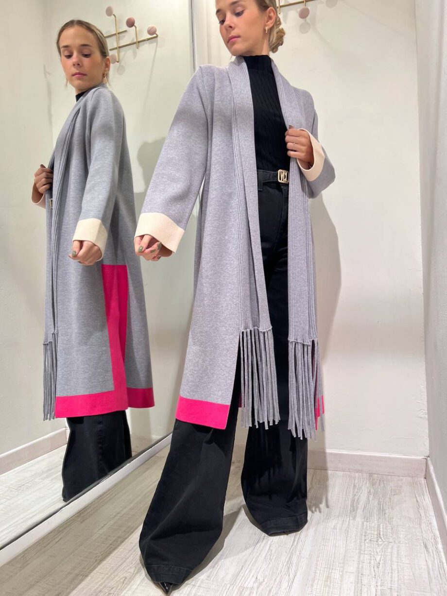 Shop Online Cappotto in maglia grigio frange Vicolo