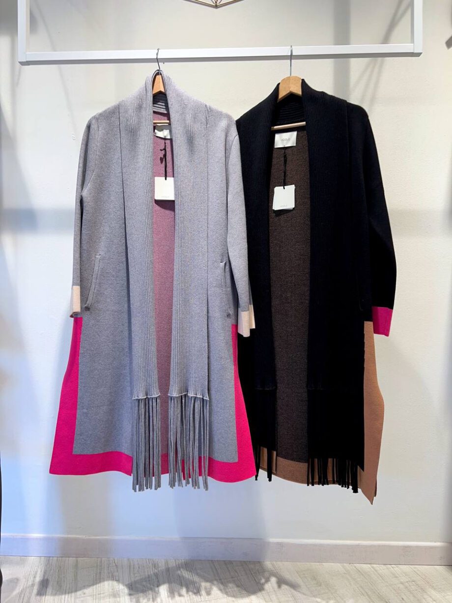 Shop Online Cappotto in maglia grigio frange Vicolo