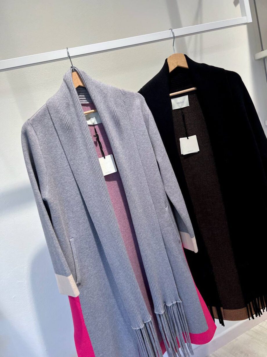 Shop Online Cappotto in maglia grigio frange Vicolo