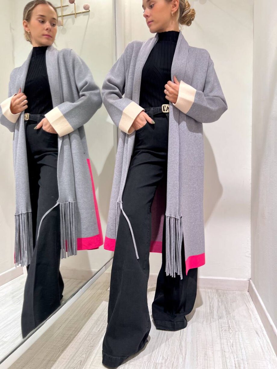 Shop Online Cappotto in maglia grigio frange Vicolo