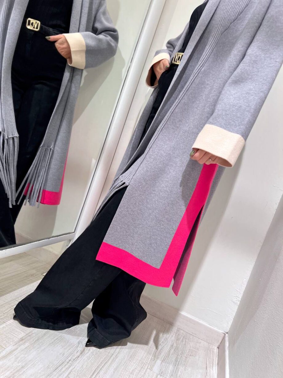 Shop Online Cappotto in maglia grigio frange Vicolo