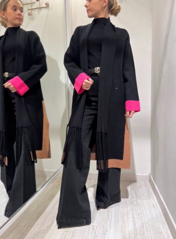 Shop Online Cappotto in maglia nero frange Vicolo