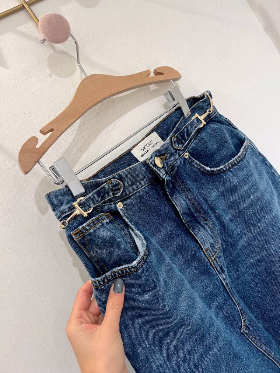 Shop Online Gonna longuette in denim con spacco Vicolo