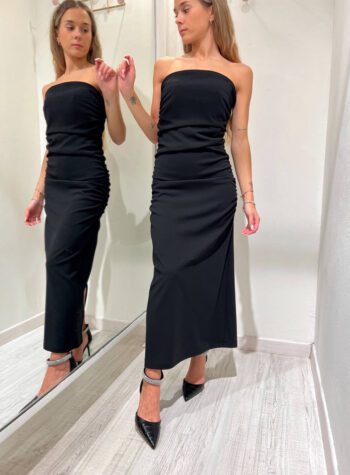 Shop Online Vestito  lungo nero con drappeggio HaveOne