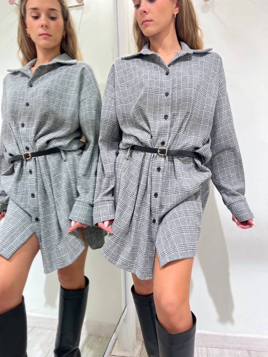 Shop Online Vestito camicia grigio a quadri HaveOne