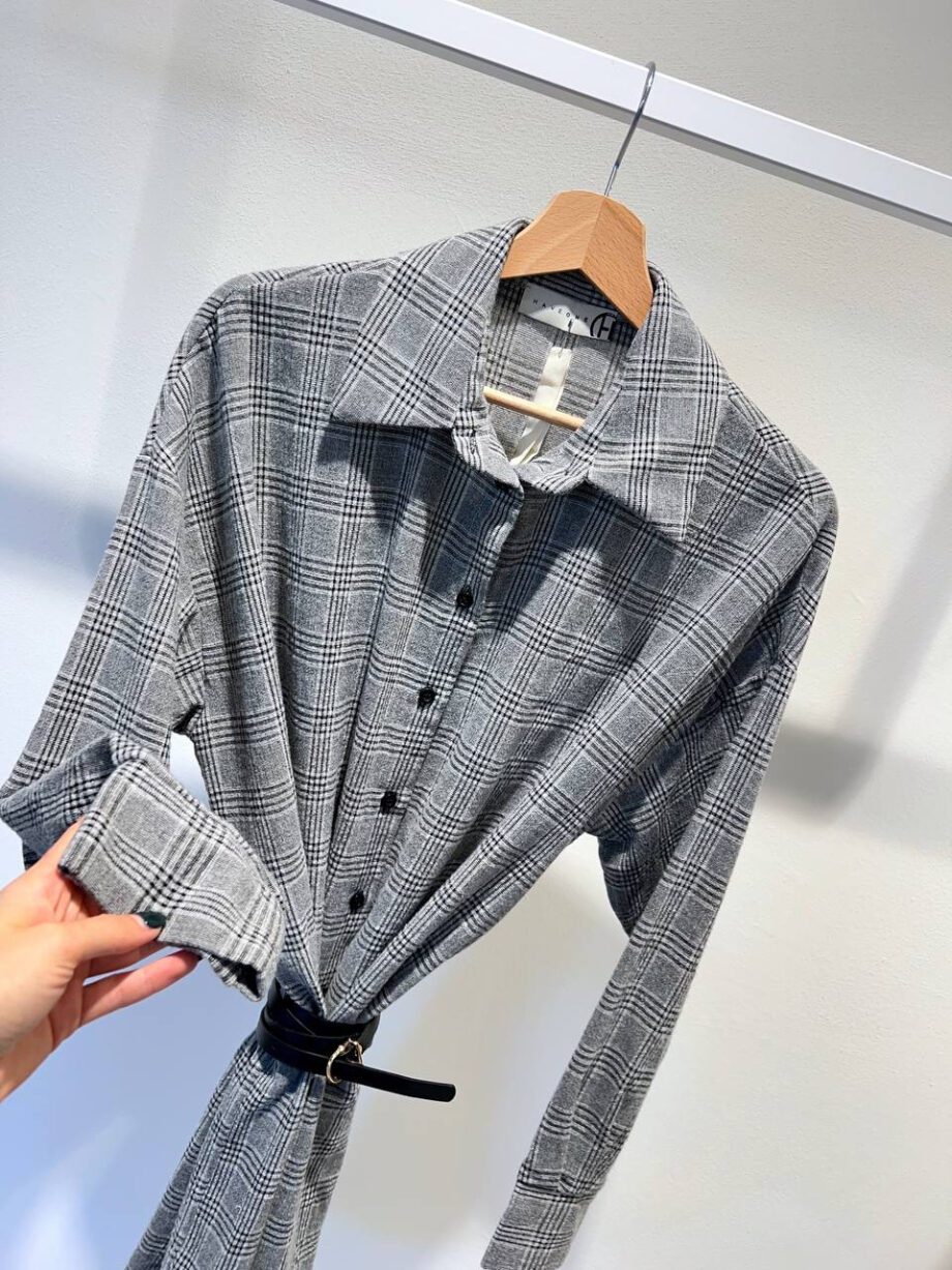 Shop Online Vestito camicia grigio a quadri HaveOne