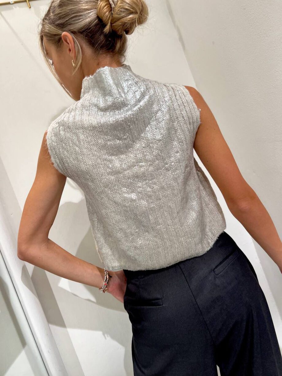 Shop Online Top in maglia argento laminato Vicolo