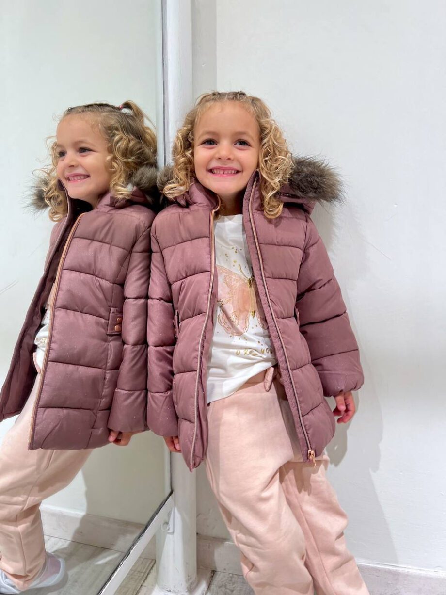 Shop Online Piumino rosa antico con pelliccia Name it