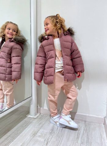 Shop Online Piumino rosa antico con pelliccia Name it