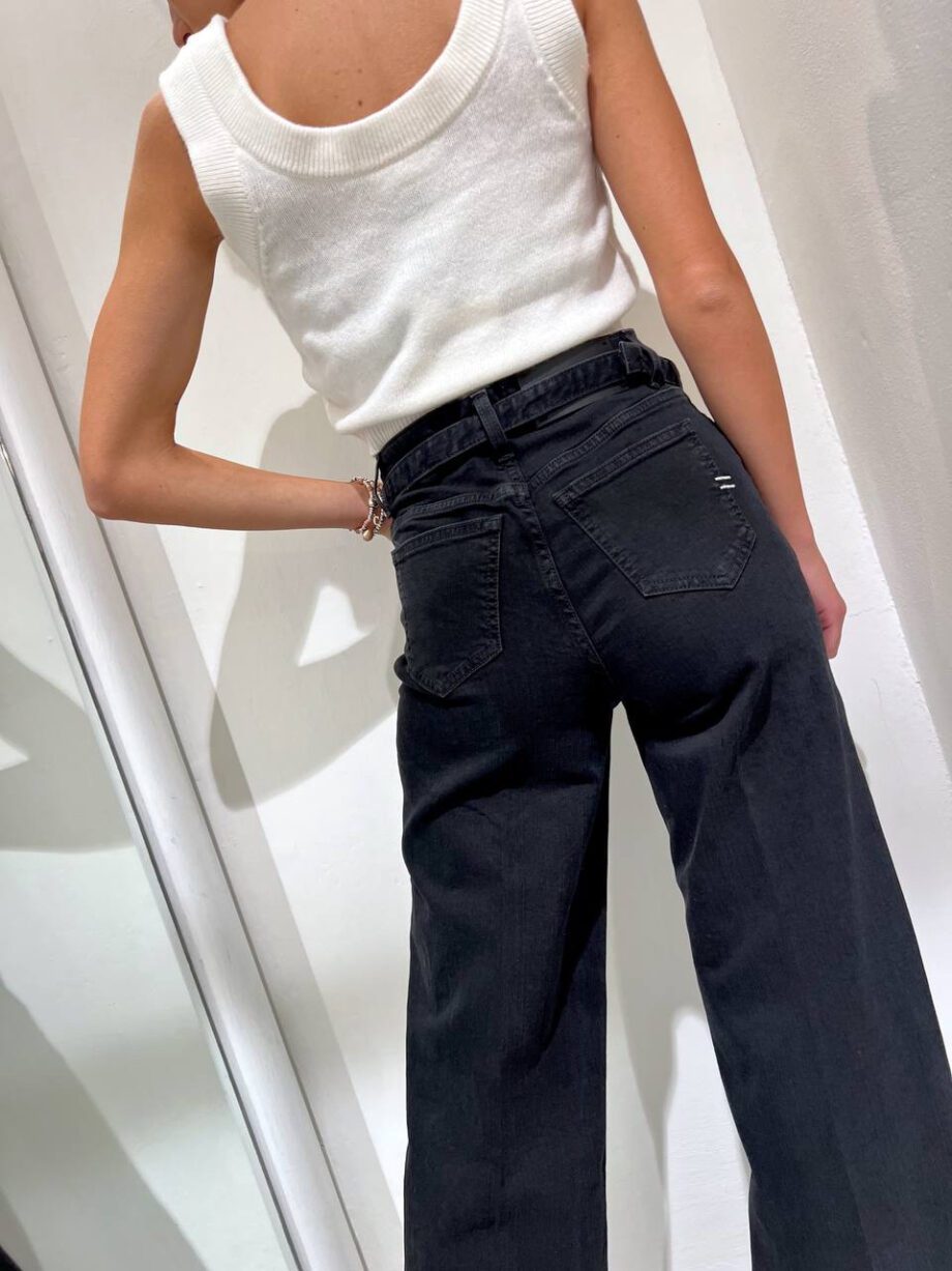 Shop Online Jeans palazzo nero con cintura Vicolo