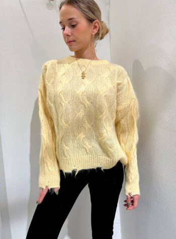 Shop Online Maglione giallo con trecce mohair Kontatto