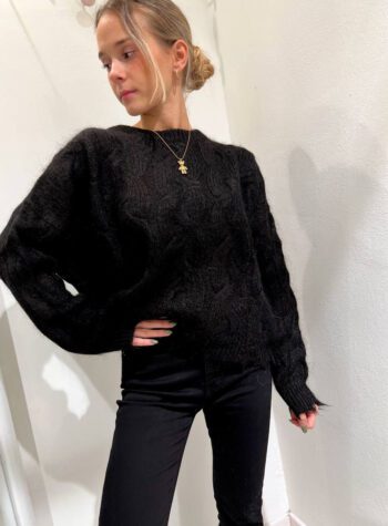 Shop Online Maglione nero con trecce mohair Kontatto