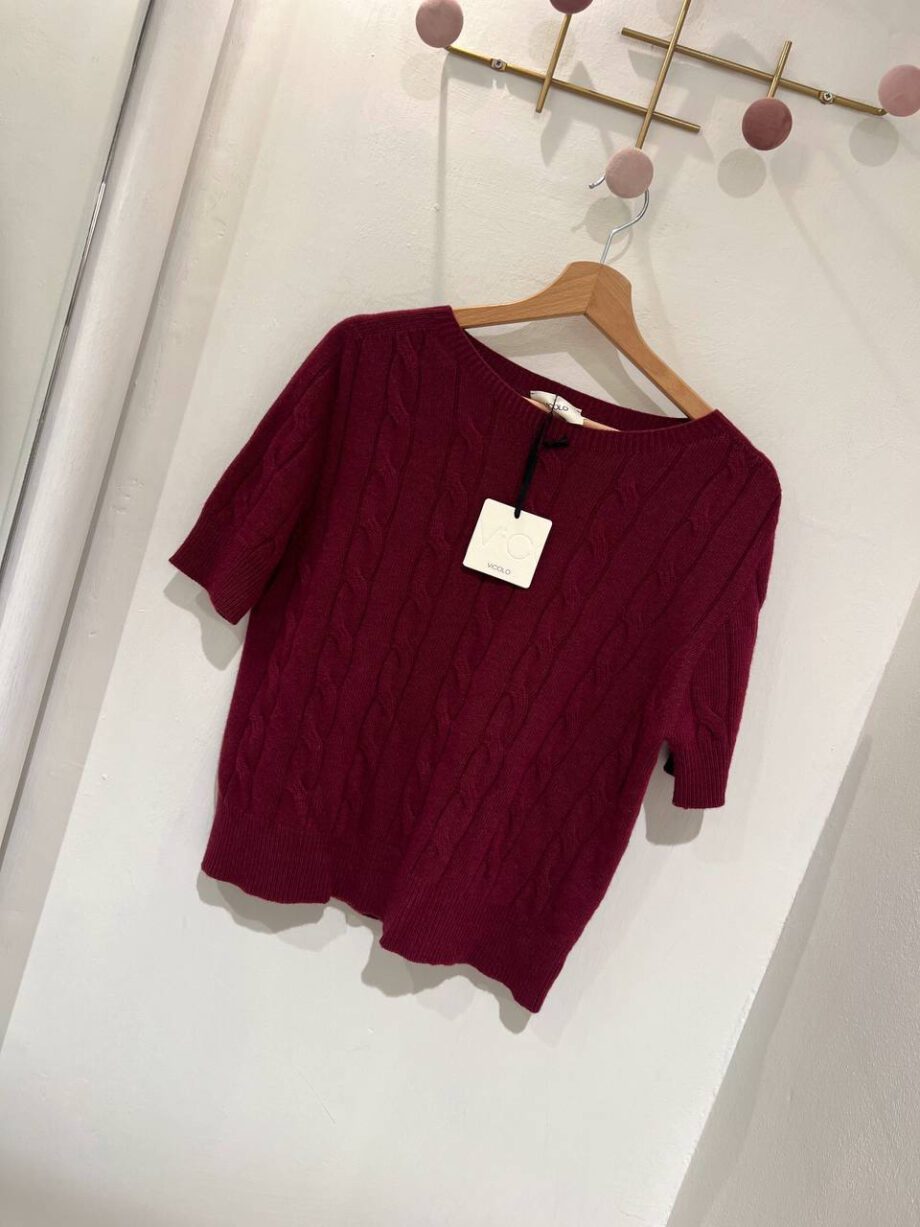 Shop Online Maglia trecce bordeaux mezze maniche Vicolo