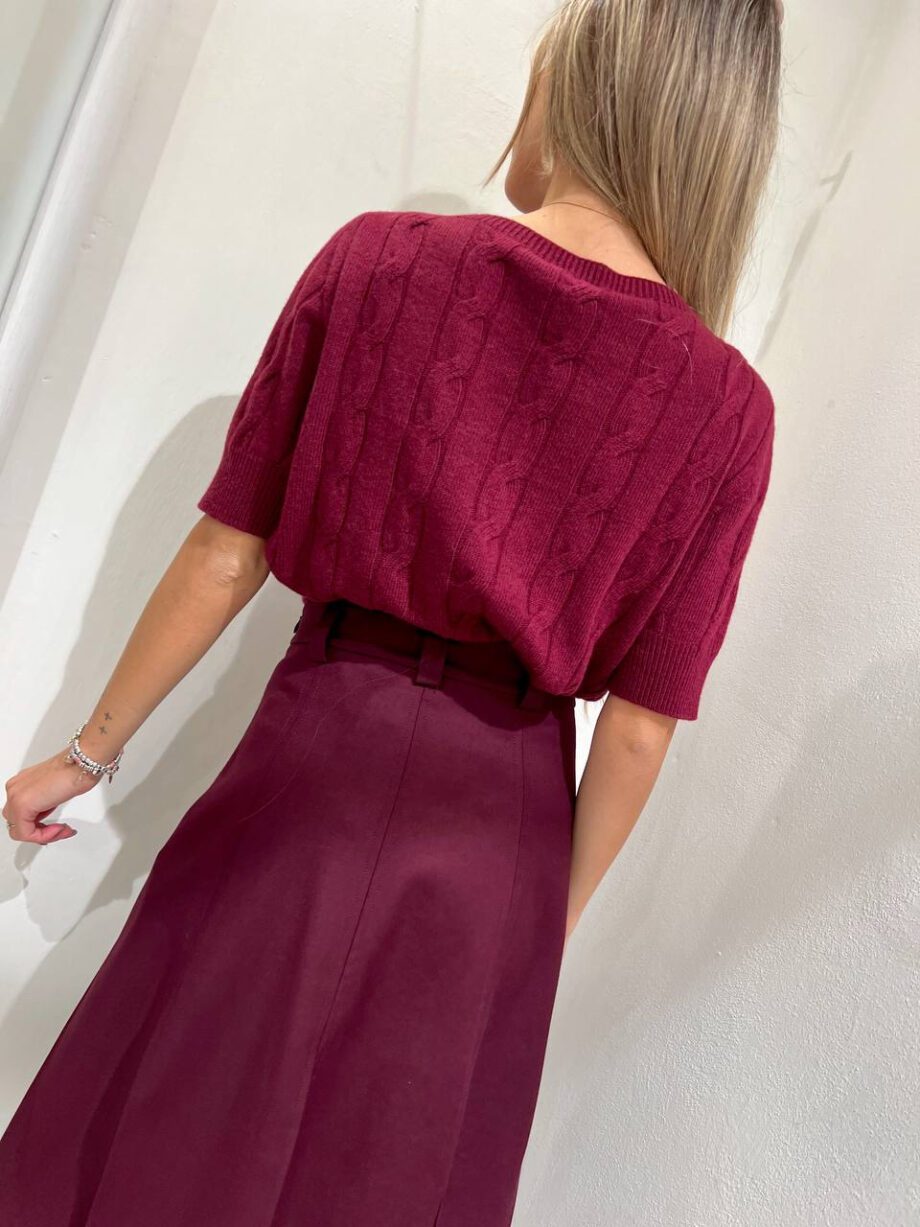 Shop Online Maglia trecce bordeaux mezze maniche Vicolo