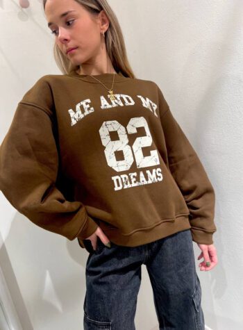 Shop Online Felpa oversize Dreams cioccolato Vicolo