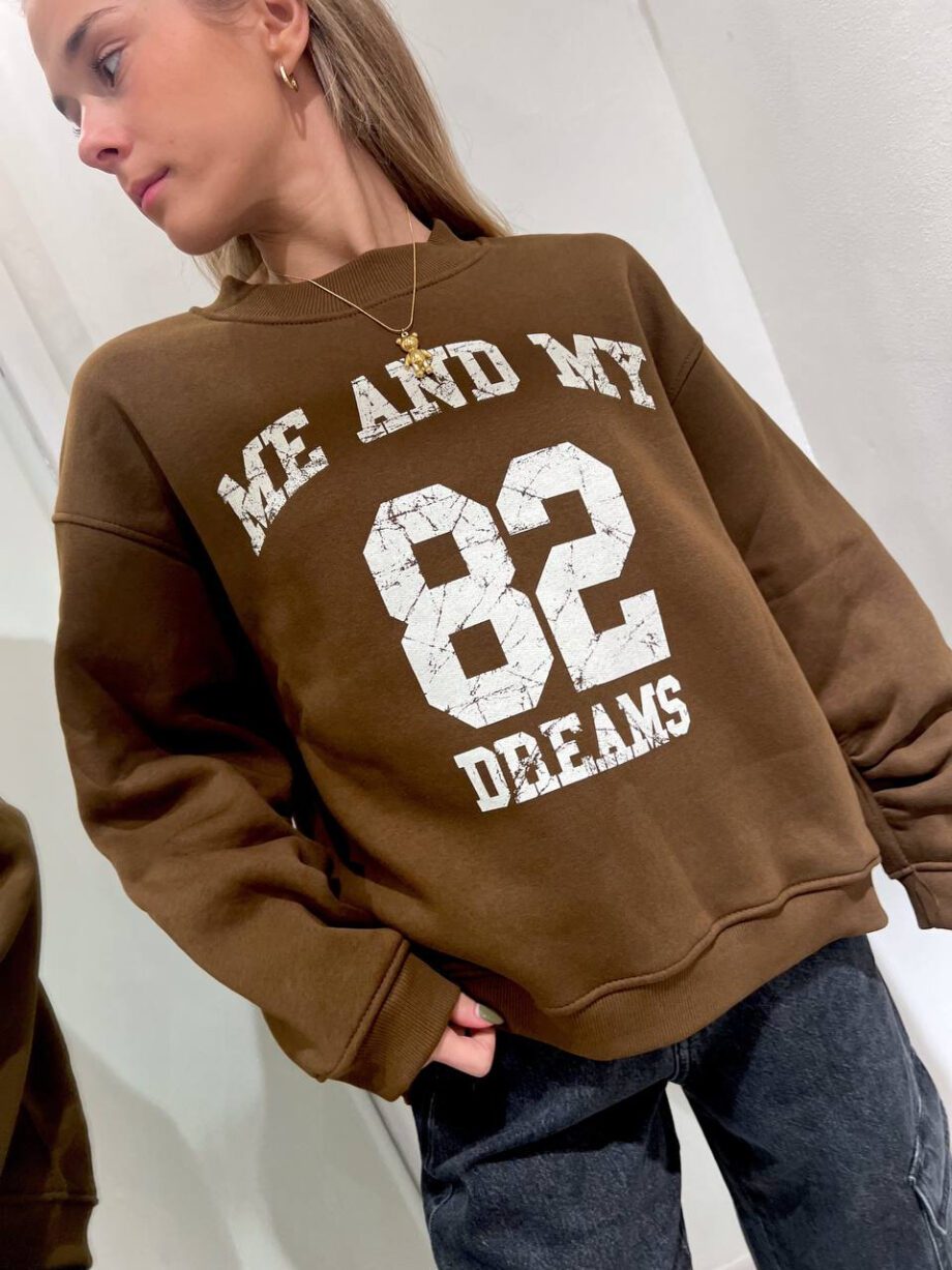 Shop Online Felpa oversize Dreams cioccolato Vicolo