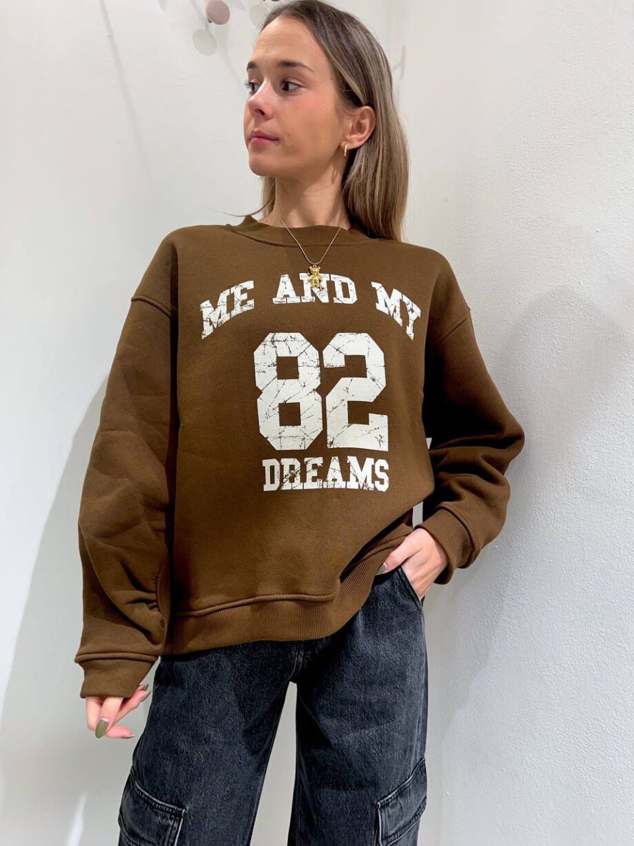 Shop Online Felpa oversize Dreams cioccolato Vicolo