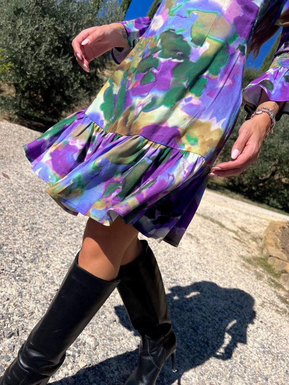 Shop Online Vestito corto Alice fiore viola e verde Mar De Margaritas