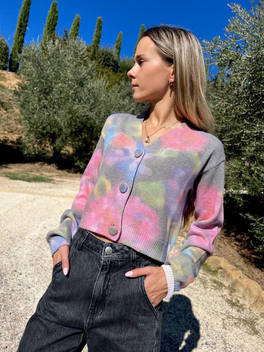 Shop Online Cardigan corto tie dye multicolore Mar De Margaritas