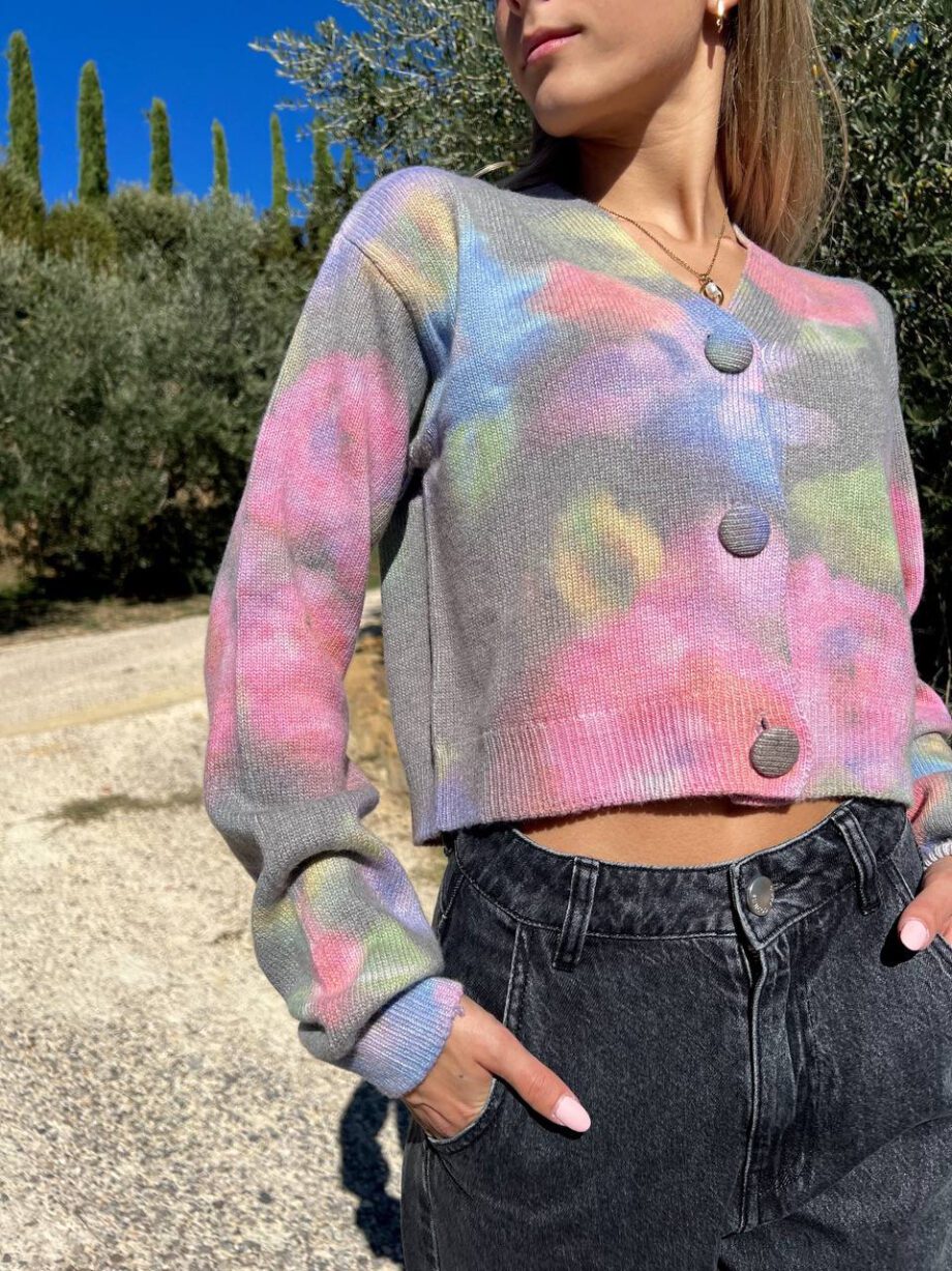 Shop Online Cardigan corto tie dye multicolore Mar De Margaritas