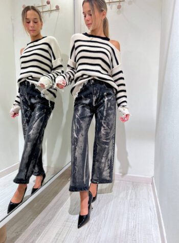 Shop Online Jeans grigio palazzo corto spalmato Souvenir