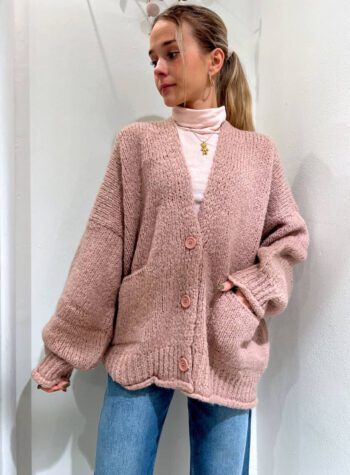 Shop Online Cardigan over in maglia rosa antico Kontatto