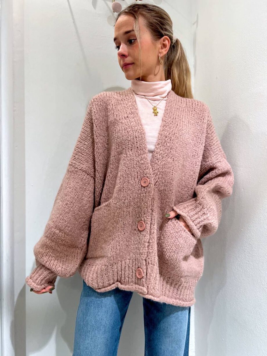 Shop Online Cardigan over in maglia rosa antico Kontatto