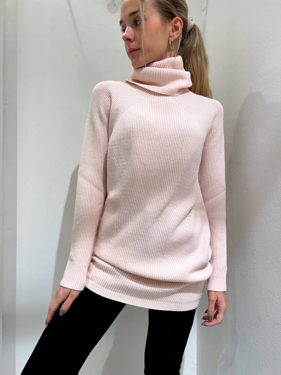 Shop Online Maxi maglia rosa nude collo alto Kontatto