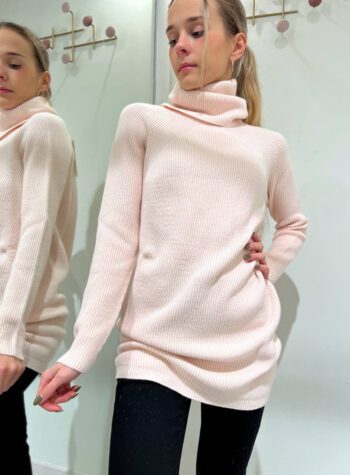 Shop Online Maxi maglia rosa nude collo alto Kontatto