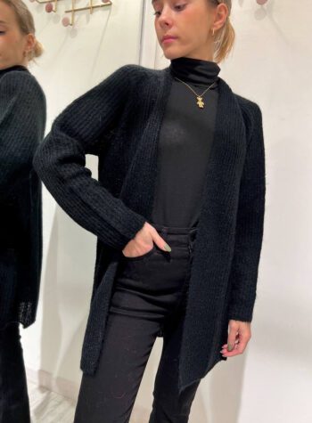 Shop Online Cardigan aperto nero in lana Kontatto