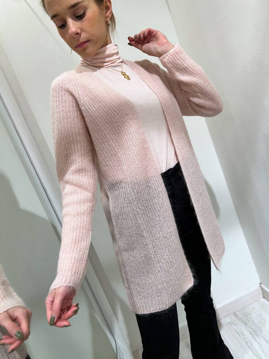 Shop Online Cardigan aperto rosa nude in lana Kontatto