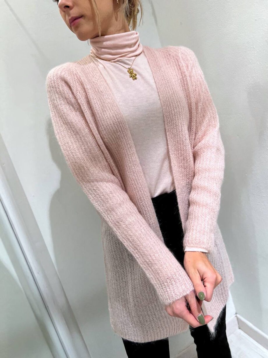 Shop Online Cardigan aperto rosa nude in lana Kontatto