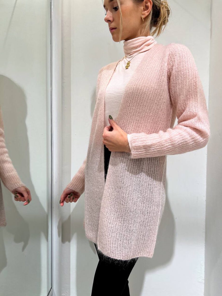Shop Online Cardigan aperto rosa nude in lana Kontatto
