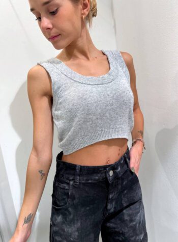 Shop Online Top crop in maglia grigio Vicolo