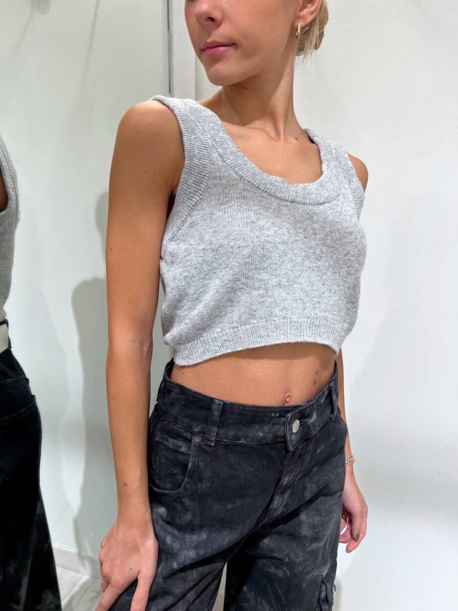 Shop Online Top crop in maglia grigio Vicolo