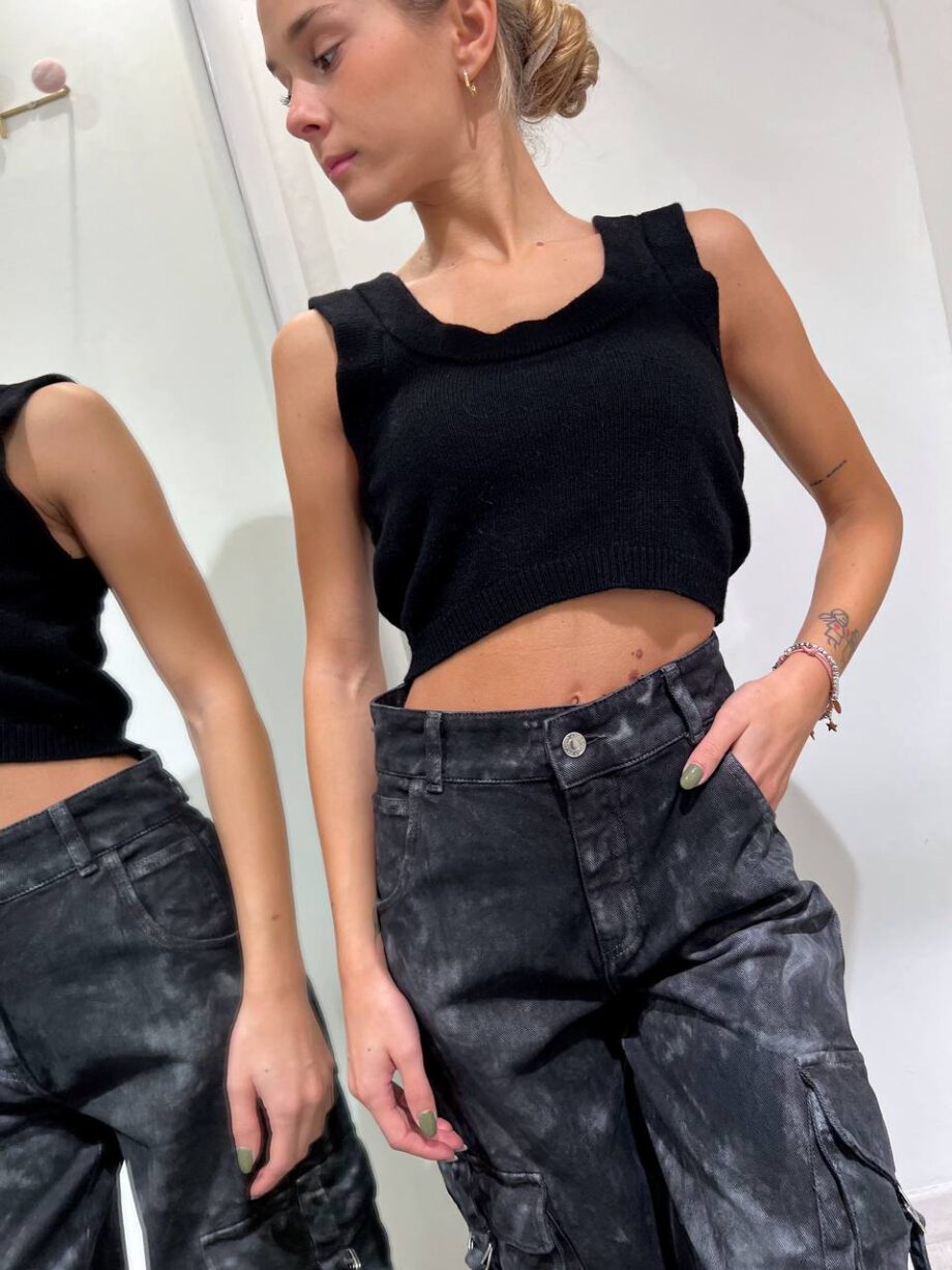 Shop Online Top crop in maglia nero Vicolo