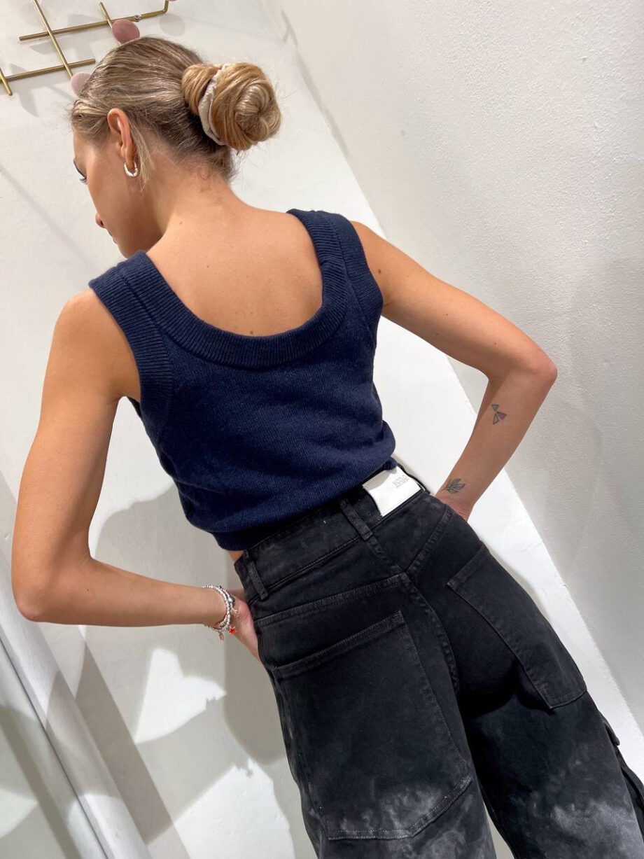 Shop Online Top crop in maglia blu Vicolo