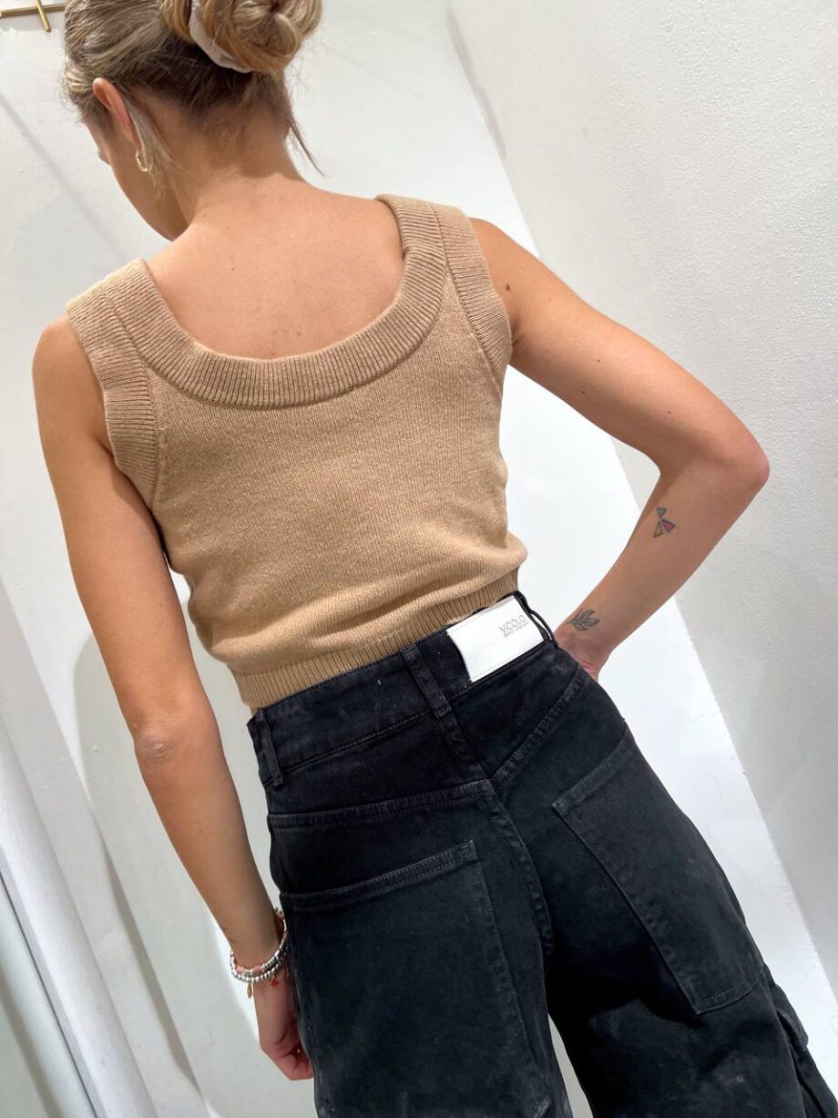 Shop Online Top crop in maglia beige nocciola Vicolo