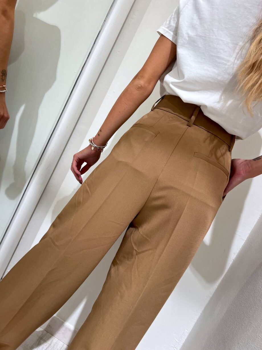 Shop Online Pantalone wide leg beige nocciola Vicolo