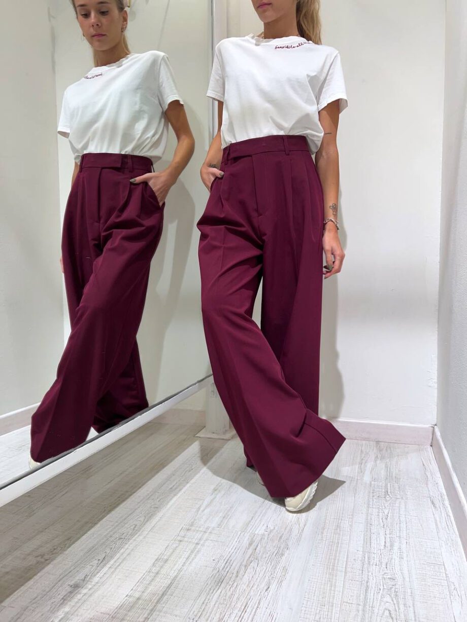 Shop Online Pantalone wide leg vinaccia Vicolo